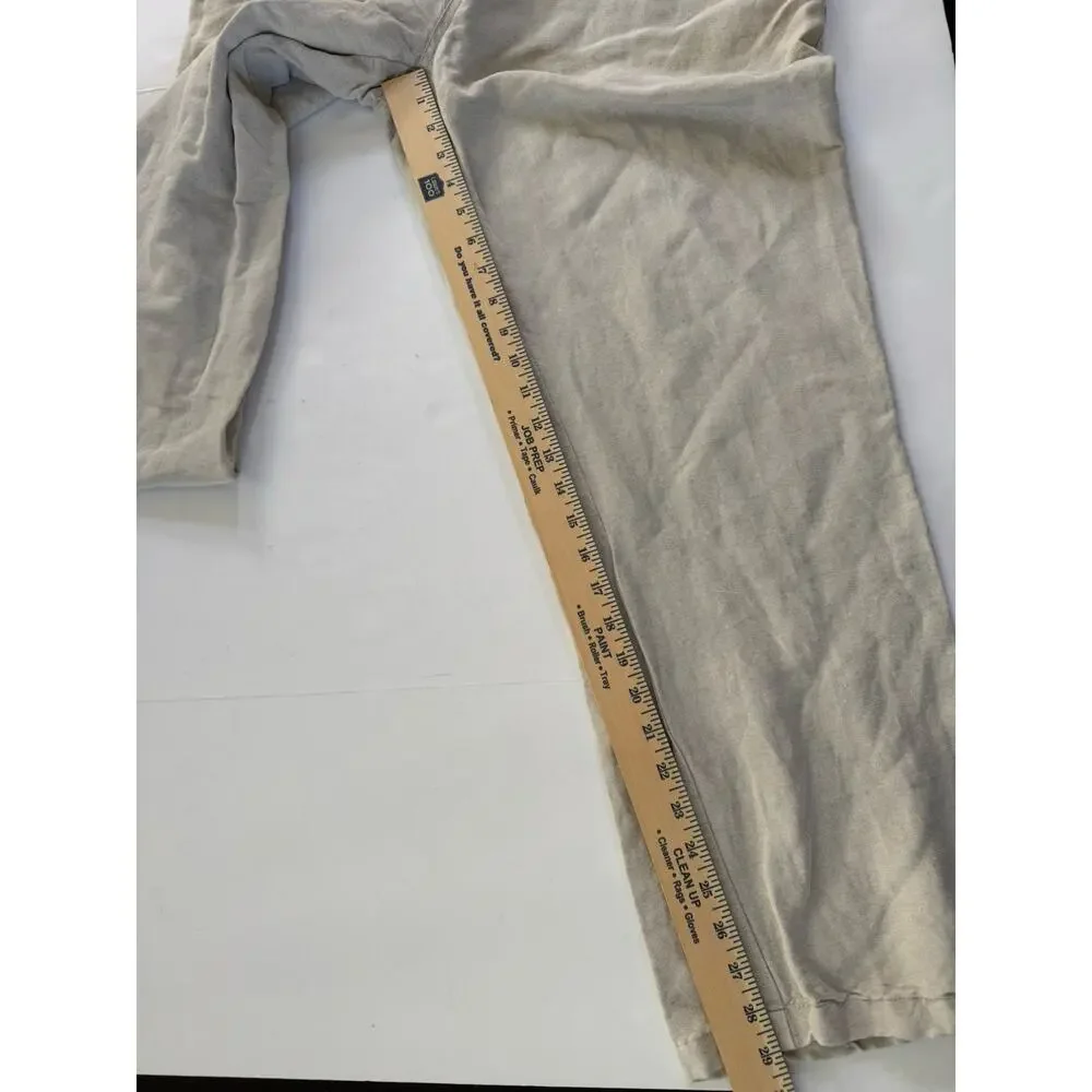 CUBAVERA Mens Linen Blend Drawstring Pants Light Beige Casual Large 36-38 #7172